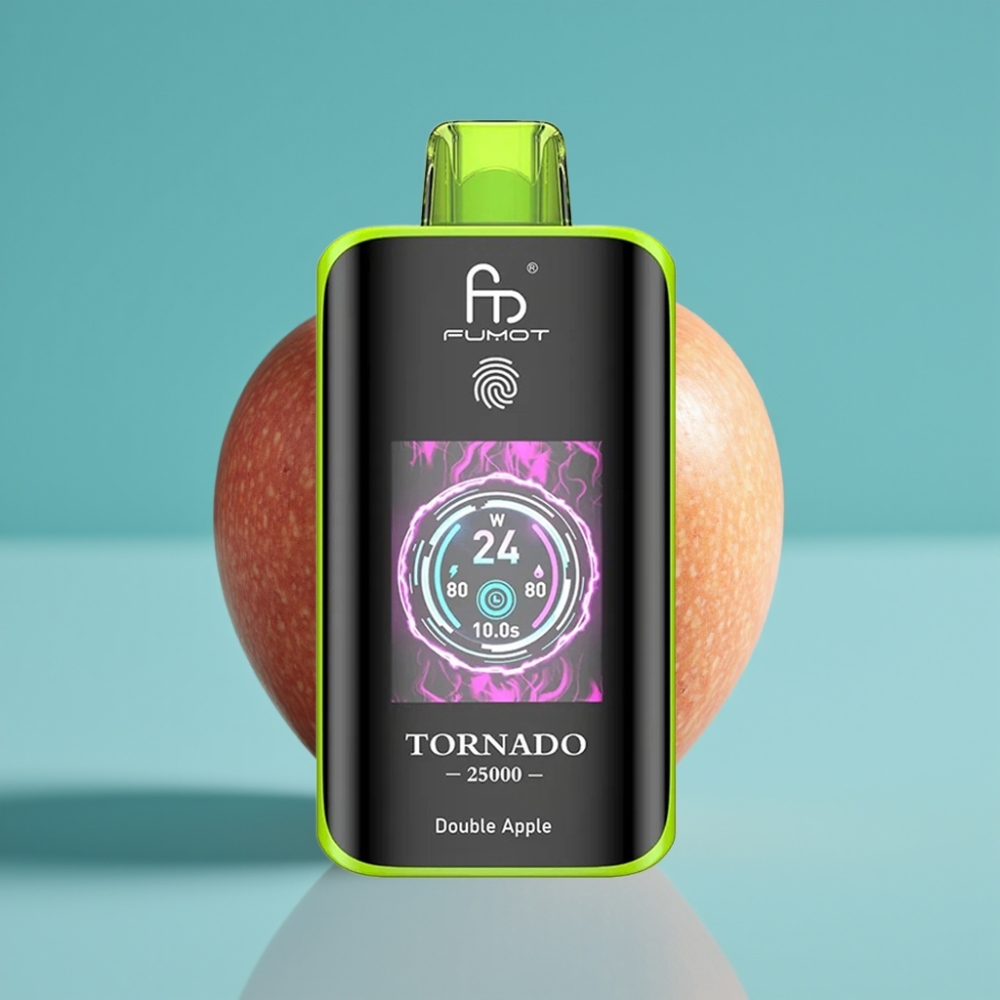 Fumot Tornado 25000 نفخة شاشة عالية الدقة بطارية 700 مللي أمبير نوع سي نكهة التفاح المزدوج