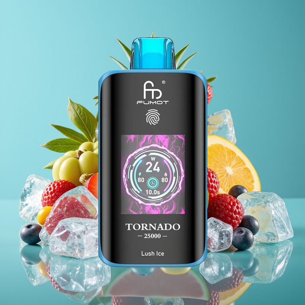 Fumot Tornado 25000 نفخة شاشة HD بطارية 700mAh سائل 20ml نكهة لوش آيس