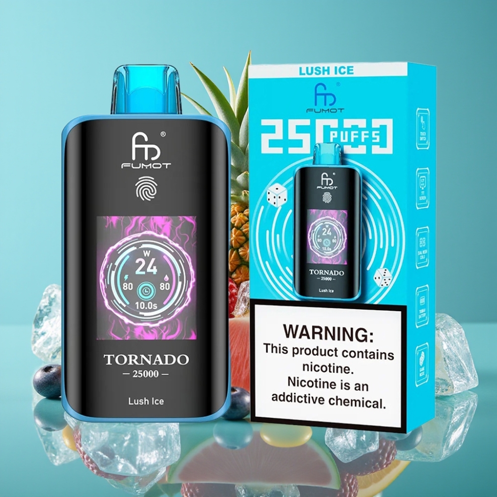 Fumot Tornado 25000 نفخة شاشة HD بطارية 700mAh سائل 20ml نكهة لوش آيس