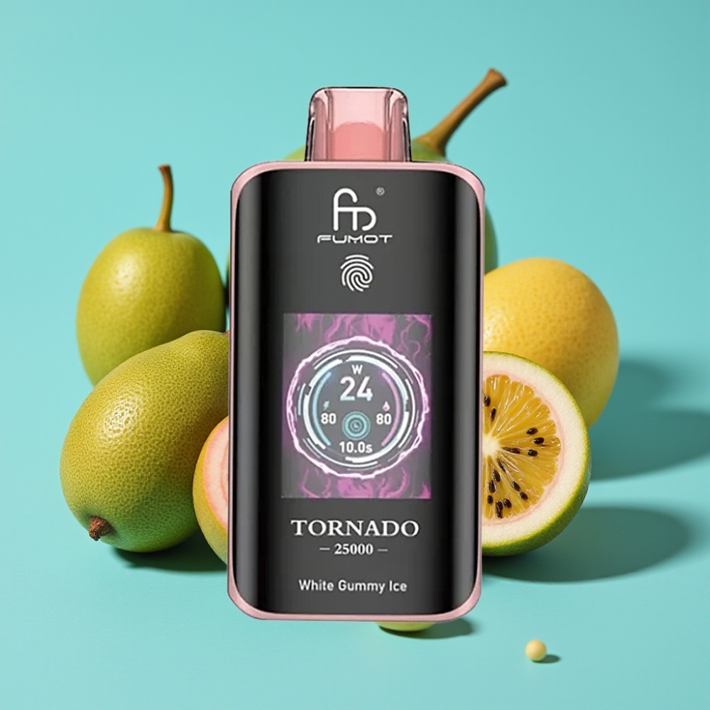 Fumot Tornado 25000 نفخة شاشة HD بطارية 700mAh نكهة الكيوي والماراكويا والجوافة