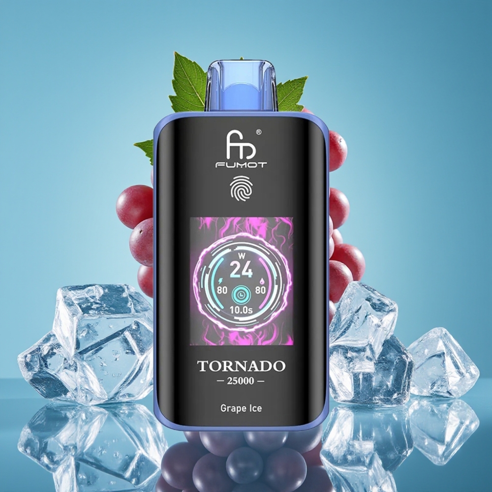 Fumot Tornado 25000 نفخة شاشة HD بطارية 700mAh نكهة عنب مثلج
