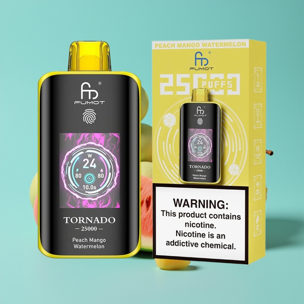 Fumot Tornado 25000 نفخة شاشة HD بطارية 700mAh نوع-C خوخ مانجو بطيخ