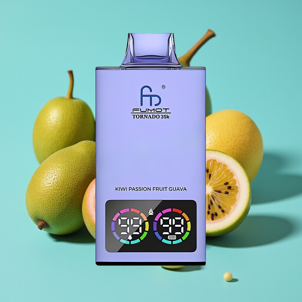 Fumot Tornado 35000 نَفث مع ملف مزدوج شبكي، بطارية 700 مللي أمبير، نكهة الكيوي والبَاشن والجوافة