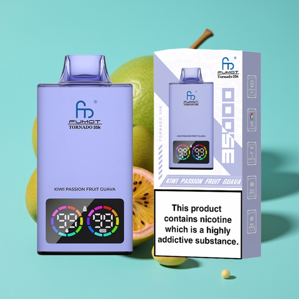 Fumot Tornado 35000 نَفث مع ملف مزدوج شبكي، بطارية 700 مللي أمبير، نكهة الكيوي والبَاشن والجوافة