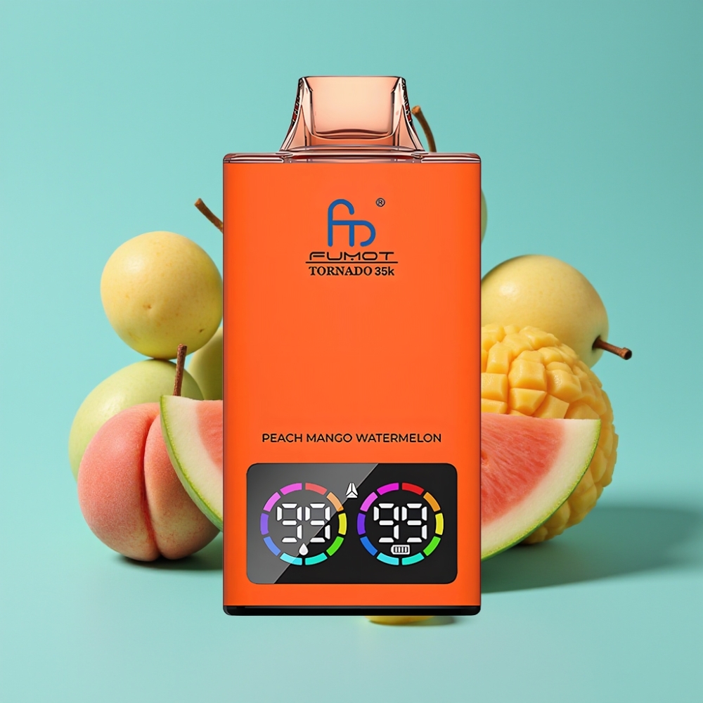 Fumot Tornado 35000 بخاخ قابل للتخلص منه خوخ مانجو بطيخ مع ملف مزدوج بطارية 700 مللي أمبير شحن سريع USB-C