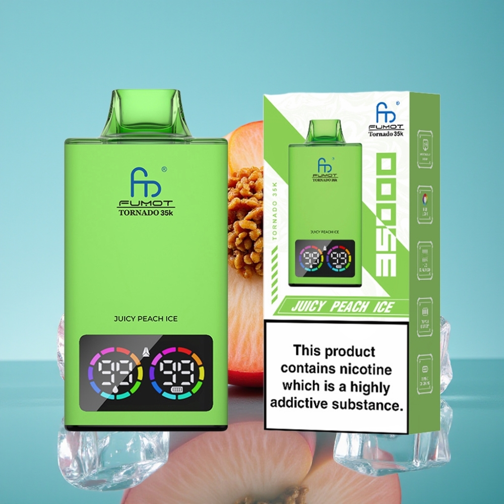 Fumot Tornado 35000 بخاخ مزدوج شبكي RGB خوخ مثلج