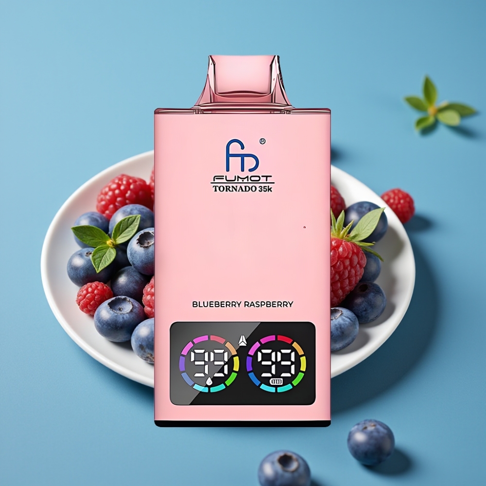 Fumot Tornado 35000 بشريحة مزدوجة مؤشر سائل إضاءة RGB توت أزرق وعليق