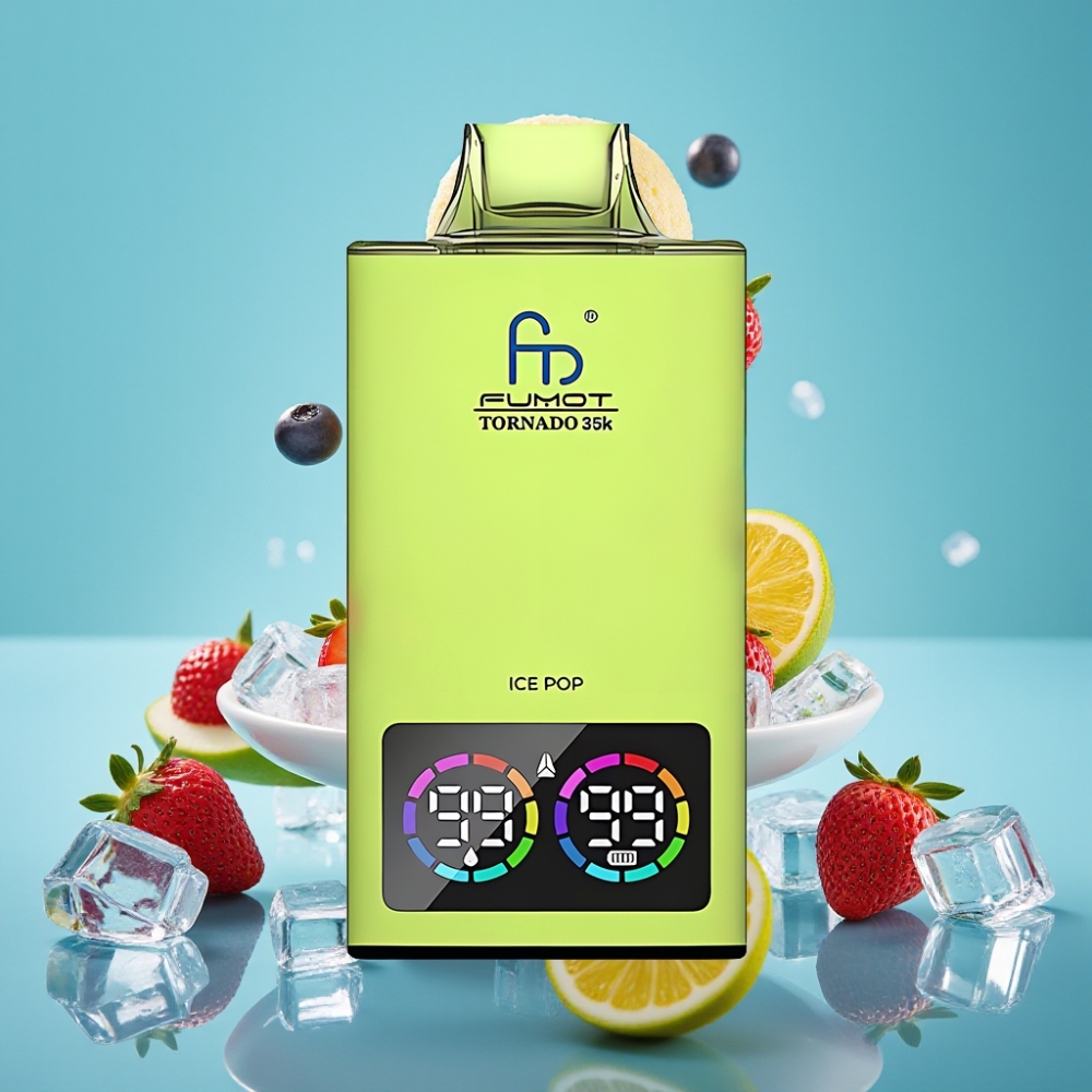 Fumot Tornado 35000 نَفث شاحن سريع USB-C ضوء RGB ثنائي ملف شبكي 15مل عصير آيس بوب