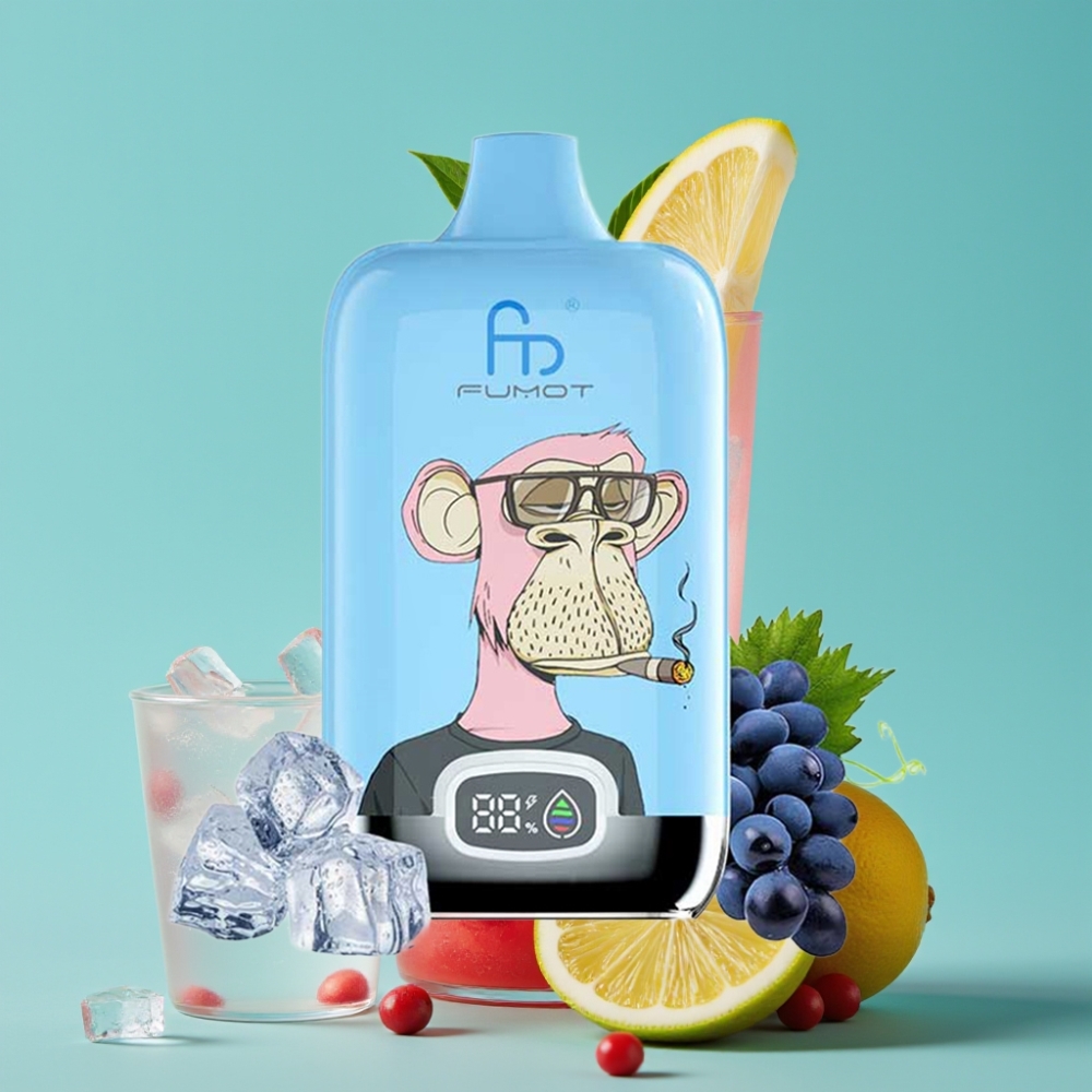 Fumot Tornado Digital Box 12000 نفخة بطارية 550 مللي أمبير شحن نوع سي بنكهة الليمون الوردي