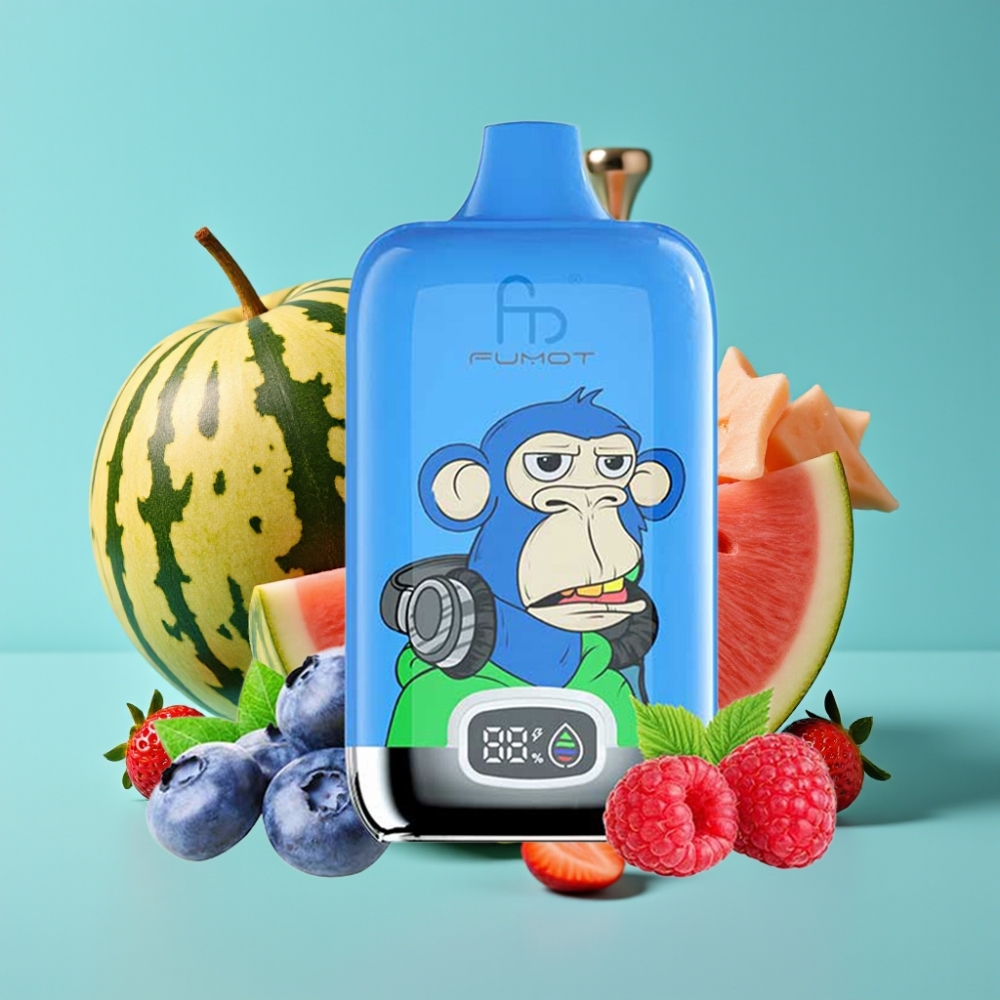 Fumot Tornado Digital Box 12000 نفخة بنكهة الفراولة والبطيخ - ٢٠مل، ٥٥٠مللي أمبير، شحن Type-C