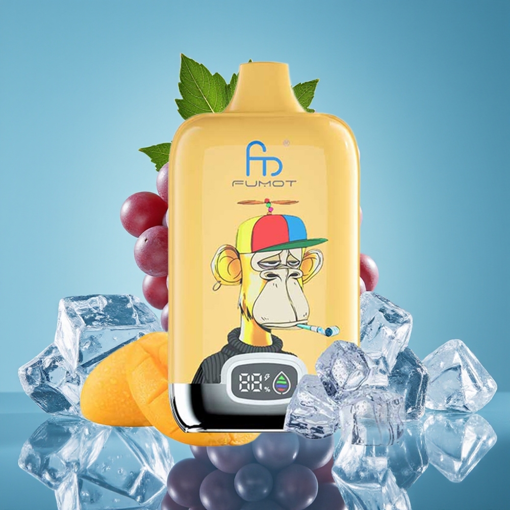 Fumot Tornado Digital Box 12000 نفخة بطارية ٥٥٠ مللي أمبير شحن Type-C نكهة عنب مثلج
