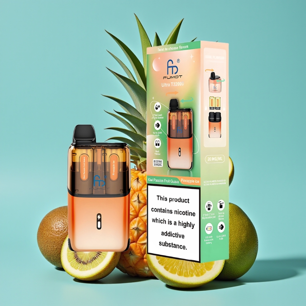 Fumot Ultra T32000 سيجارة إلكترونية قابلة للتصريف – 32000 نفخة، بطارية 800 مللي أمبير، 24 مل من السائل، نوع سي شحن سريع، 20 ملغ نيكوتين