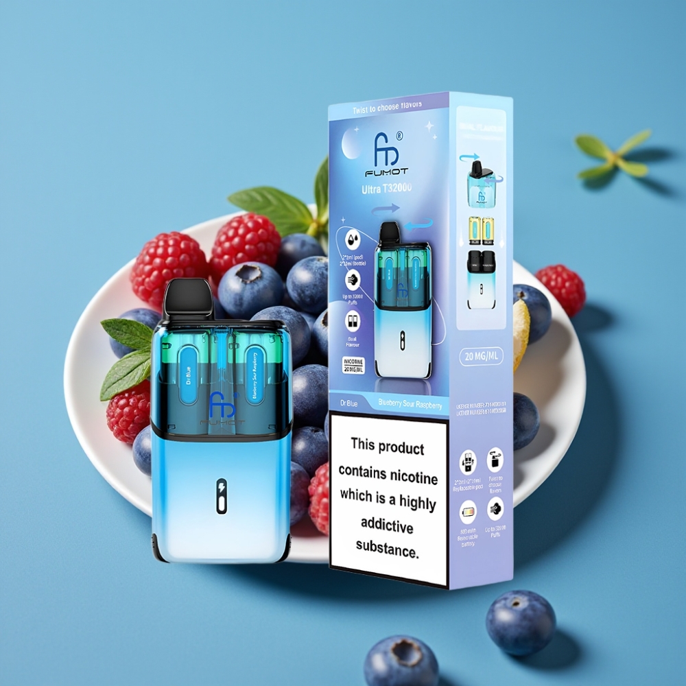 Fumot Ultra T32000 32000 نفخة 800 مللي أمبير 24 مل نوع سي بلو - بلوبيري سور راسبيري