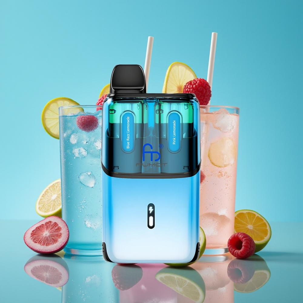 Fumot Ultra T32000 32000 نفخة، 800 مللي أمبير، 24 مللي، شحن نوع-C، 20 ملغم، تكنولوجيا ملف شبكي متقدم، عصير الليمون الأزرق والوردي