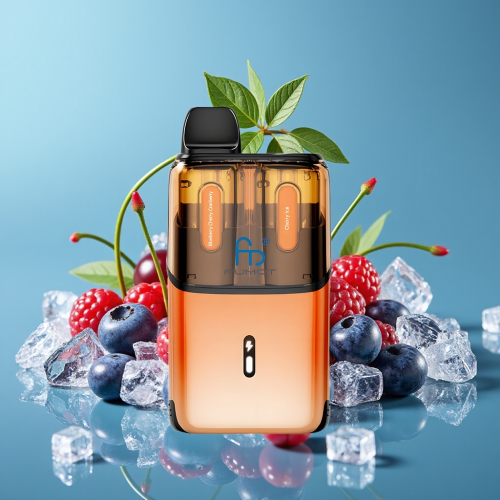 Fumot Ultra T32000 شيشة إلكترونية 32000 نَفخة - بطارية 800 مللي أمبير، سعة 24 مللي، شحن نوع-C، نكهة توت الكرز والتوت البري - آيس الكرز
