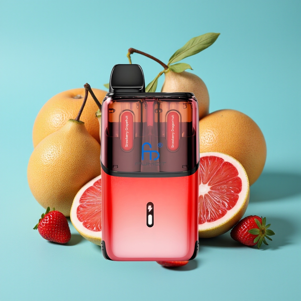 Fumot Ultra T32000 سيجارة إلكترونية ذات استخدام لمرة واحدة بنكهة الفراولة والجريب فروت - الفراولة ودراغون فروت مع 32000 نفخة، بطارية 800 مللي أمبير