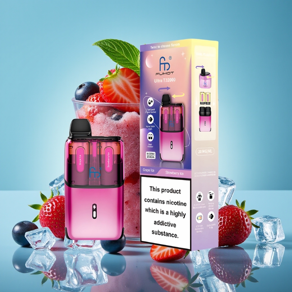 Fumot Ultra T32000 بخاخ 32000 نفخة - بطارية 800 مللي أمبير - عنب ثلج - فراولة ثلج