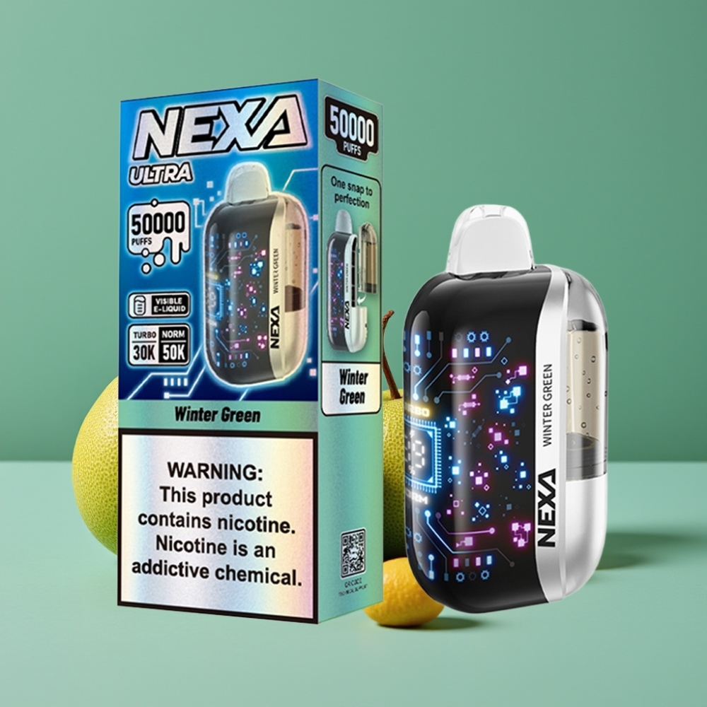 NEXA Ultra 50000 نفث شتاء أخضر 20مل 5% نيكوتين شاشة منحنية