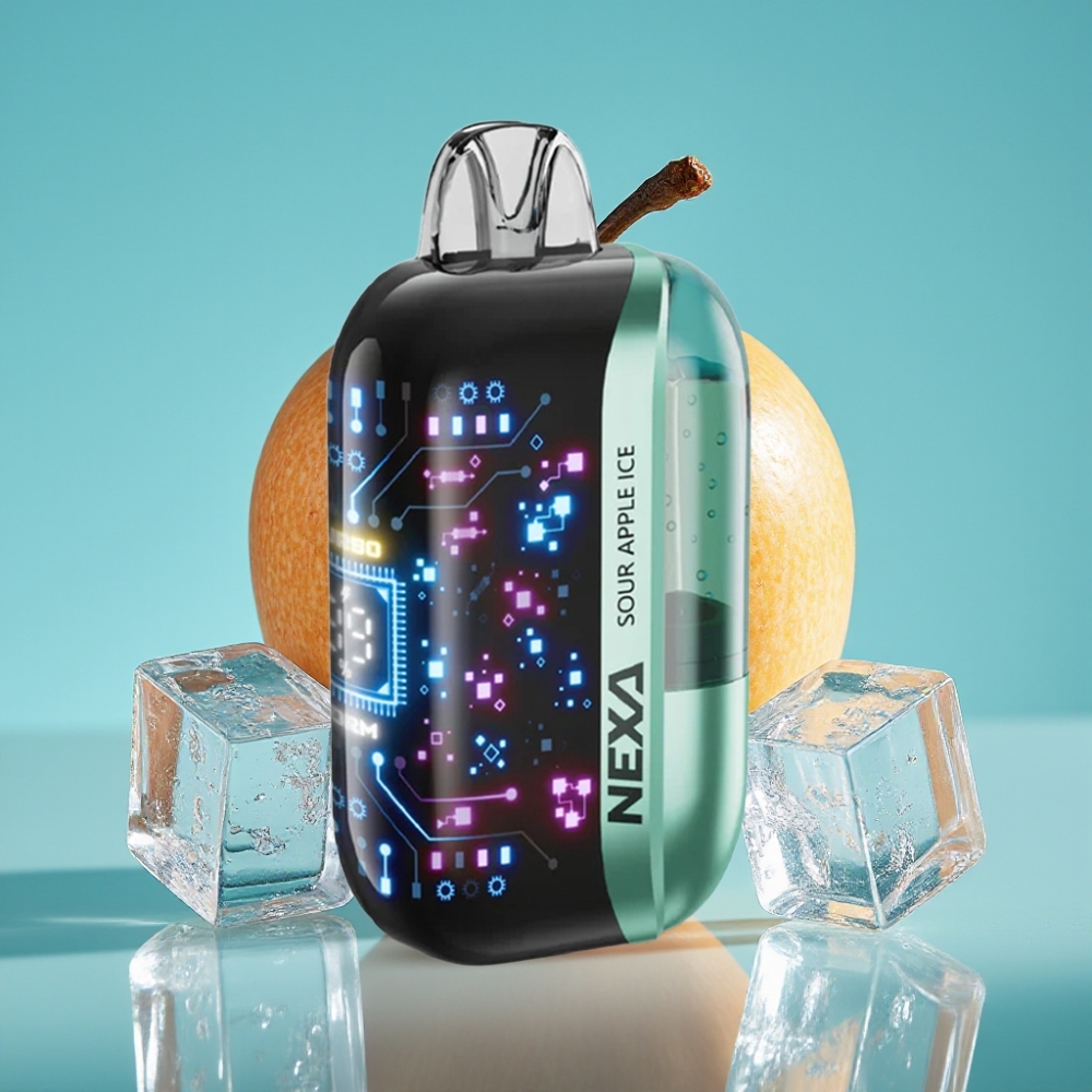 NEXA Ultra 50000 نفخة سعة 20 مل بطارية 800 مللي أمبير شاشة منحنية ثلاثية الأبعاد تفاحة مثلجة حامضة