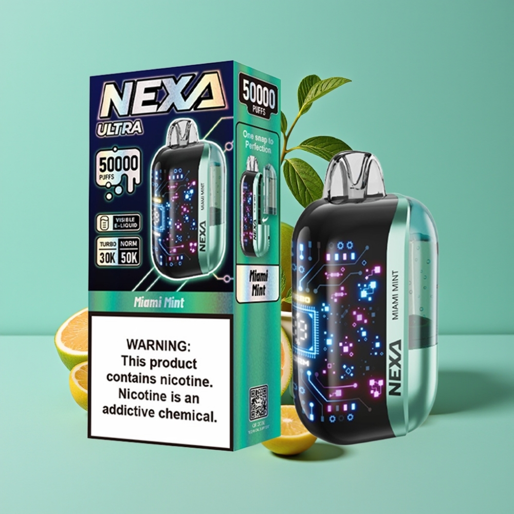 NEXA Ultra 50000 نفث سعة 20 مل بطارية 800 مللي أمبير شاشة منحنية ثلاثية الأبعاد Miami Mint (نعناع ميامي)