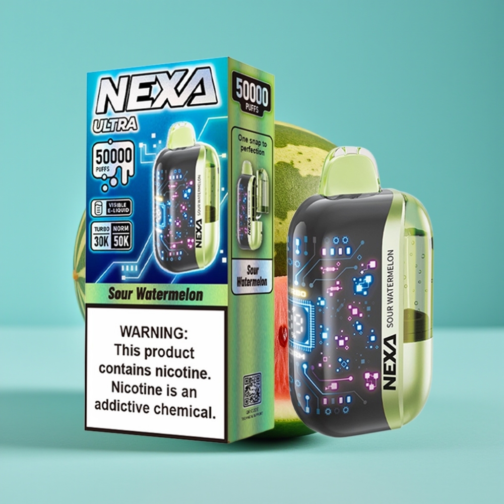 NEXA Ultra 50000 نفخة بطارية 800mah شاشة منحنية 3D بطارية 20ml بطيخ حامض