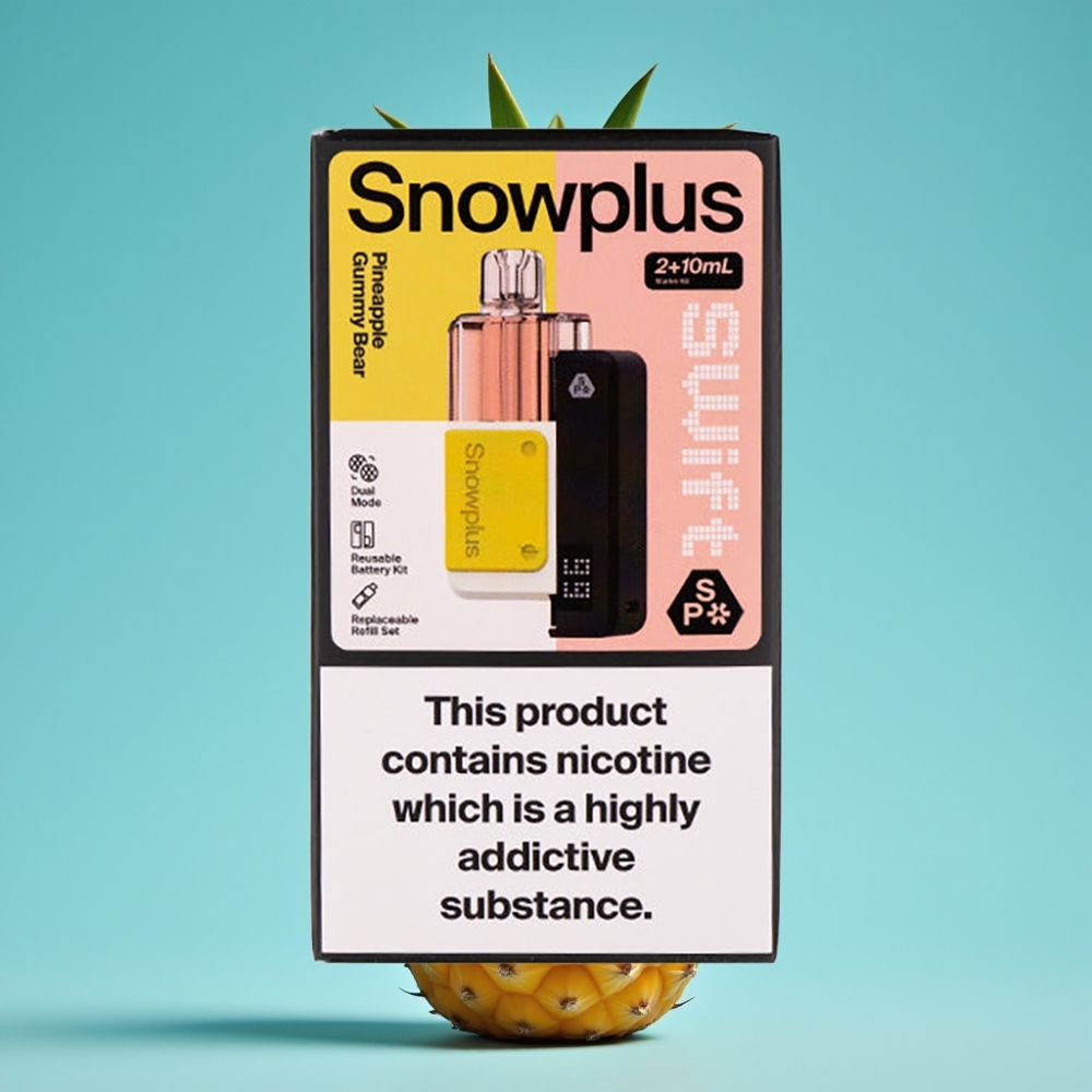 Snowplus Swift 5000 نفخة علبة بود مسبقة الملء بنكهة دببة جيلية أناناس، 1000 مللي أمبير، 2+10 مل، شبكة مزدوجة